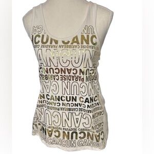 100% Cotton Metallic Gold Shiny Cancun Medium Small Tank Top Racerback Y2K